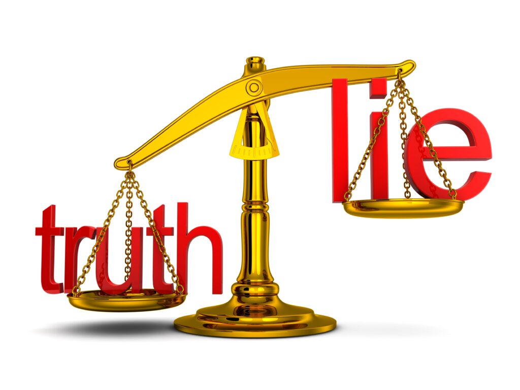 scale of justice truth v lie