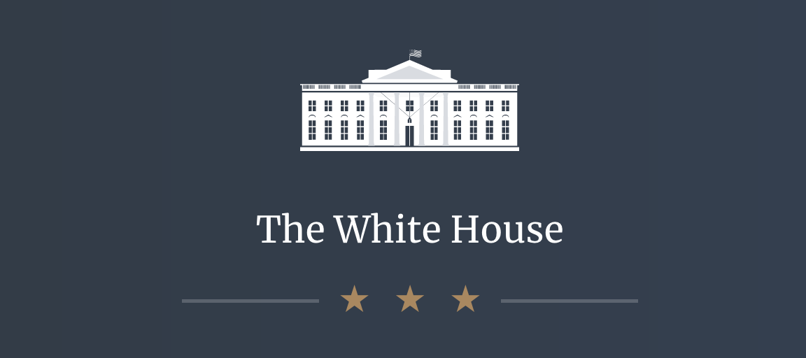 Executive order. White House logo. Trump logo. Inscription President Trump logo.